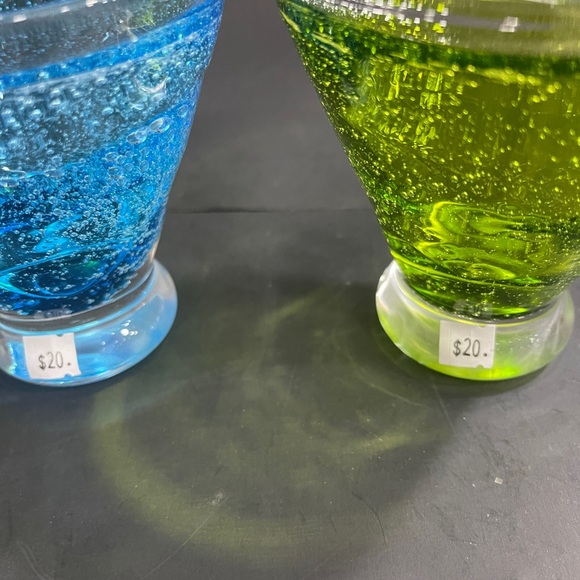 4 Hand Blown Bubble Glass Stemless Martini Anthropologie Glasses - Picture 8 of 10